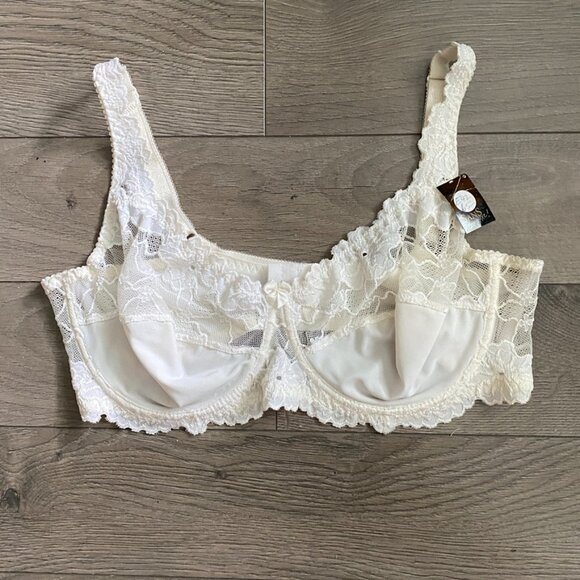 NWT Ivory Lacy Underwire Bra - 42 E Large European Bra - Picture 3 of 10